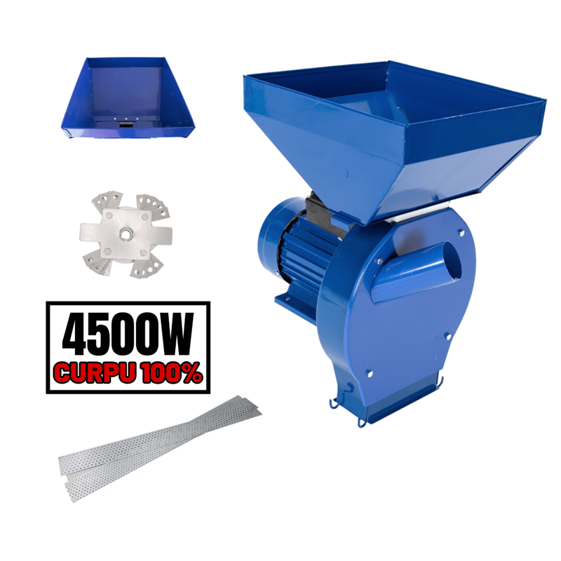 Moara electrica pentru furaje si cereale Campion, 4500 W, cuva mare, 16 ciocanele, 4 site incluse-800x800